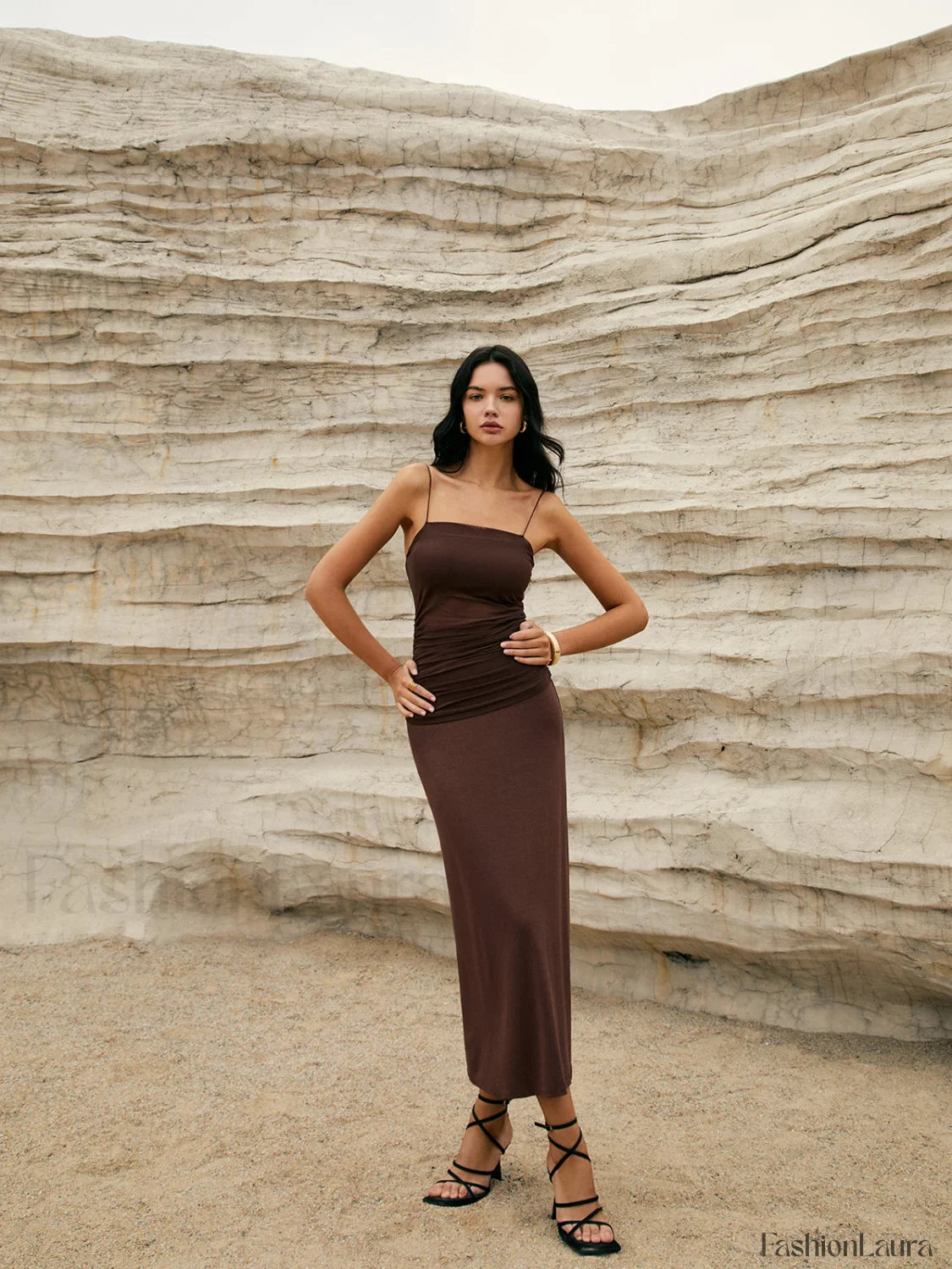 Maillard Patchwork Graceful Cami Long Dress