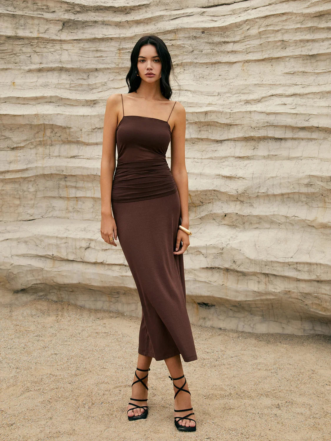 Maillard Patchwork Graceful Cami Long Dress