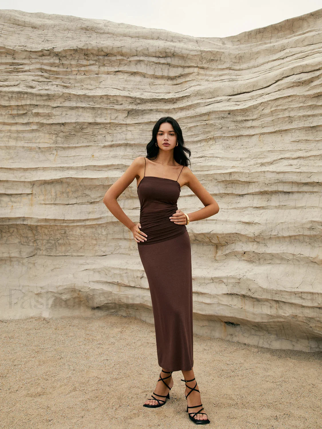 Maillard Patchwork Graceful Cami Long Dress