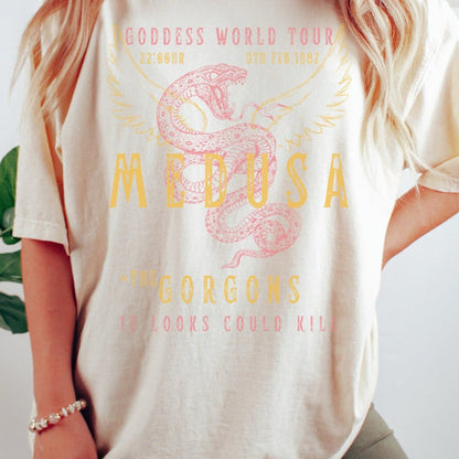 Women's Bold Letter Wings Snake Print Polo – Casual Round Neck T Shirt