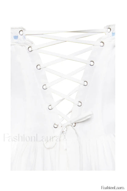 Malia Drop Waist Corset Graceful Lace Up Back Mini Dress