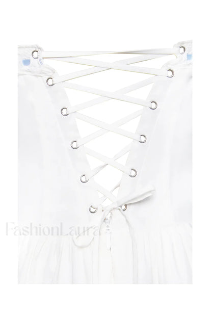 Malia Drop Waist Corset Graceful Lace Up Back Mini Dress