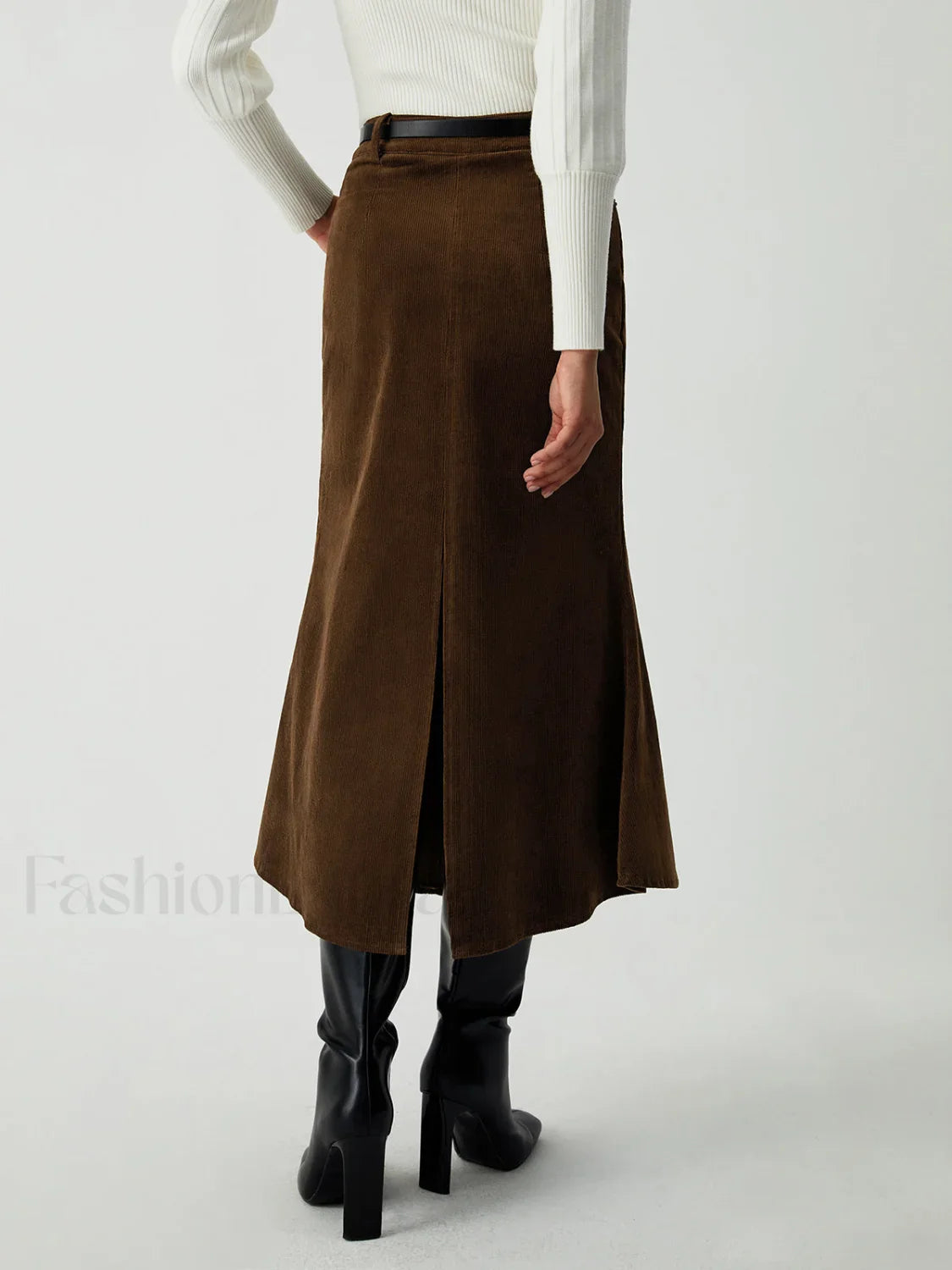 Maple Corduroy Graceful Midi Skirt
