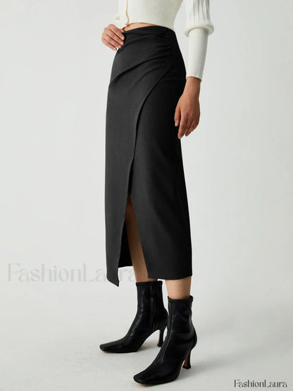 Maple Wrap Graceful Slit Midi Skirt