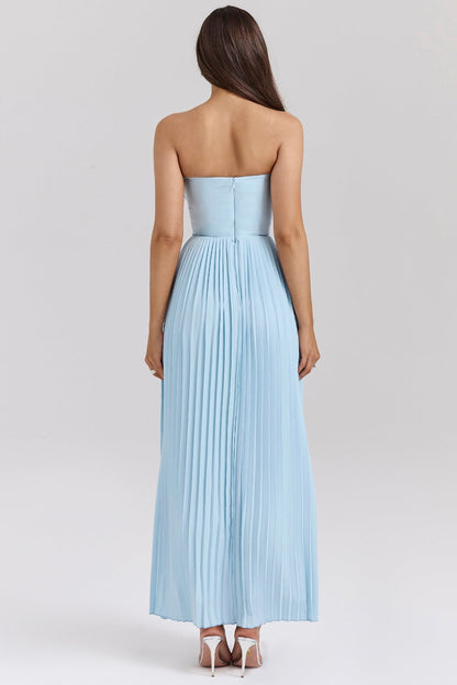 Aurora Pleated Maxi Dress | Corset Bodice | Strapless Silhouette