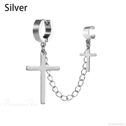 Men Rebellious Cross Stars Stainless Steel Earring