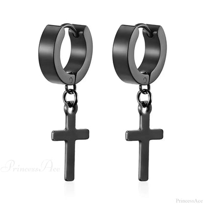 Men Rebellious Cross Stars Stainless Steel Earring