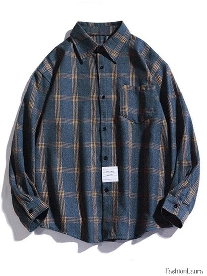 Men's Checkered Long Sleeve Button Shirt