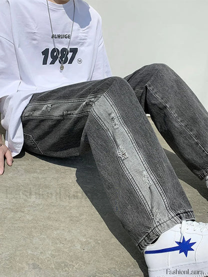 Men's Colorblock Straight Jeans