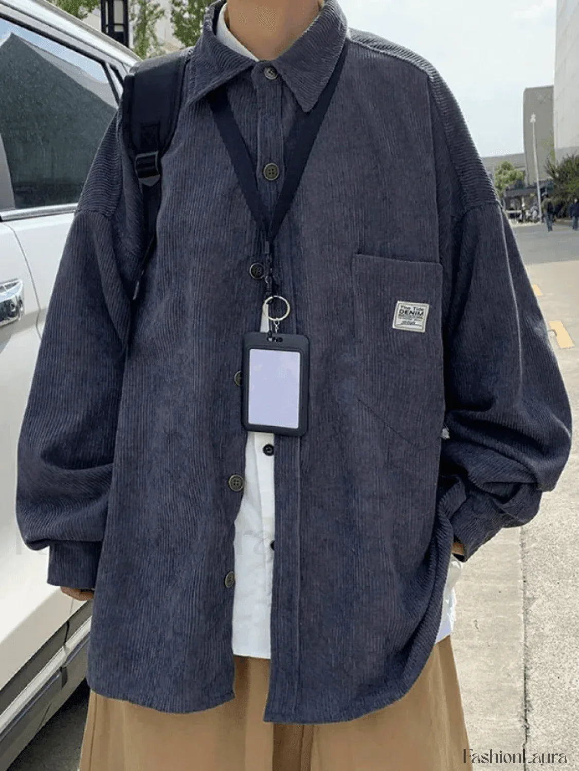 Men's Corduroy Loose Button-Down Shirt