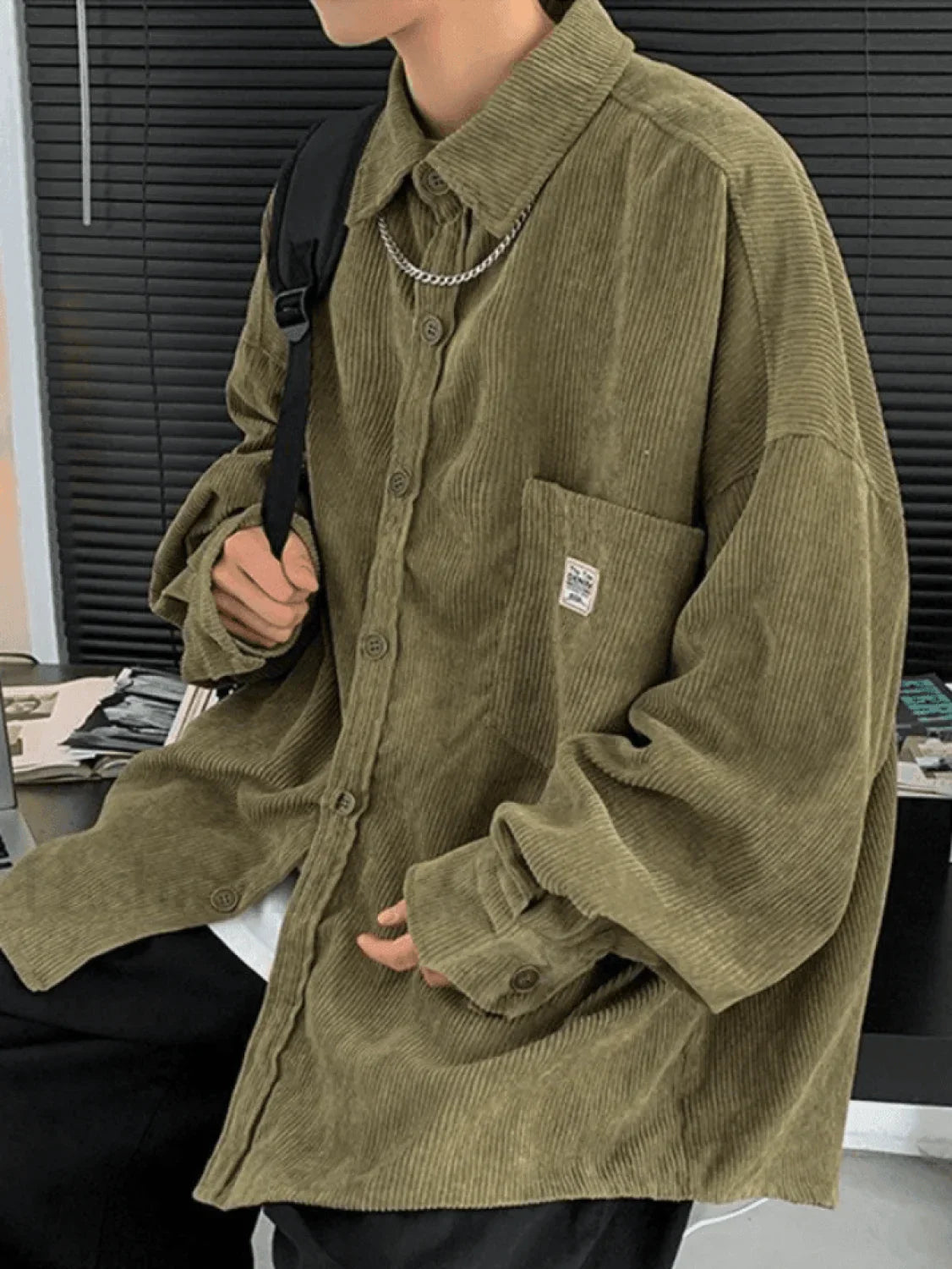 Men's Corduroy Loose Button-Down Shirt