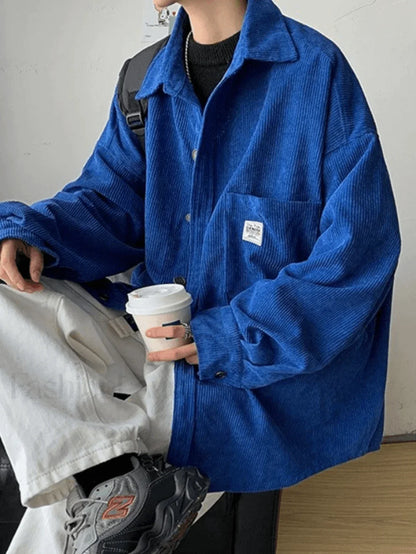 Men's Corduroy Loose Button-Down Shirt