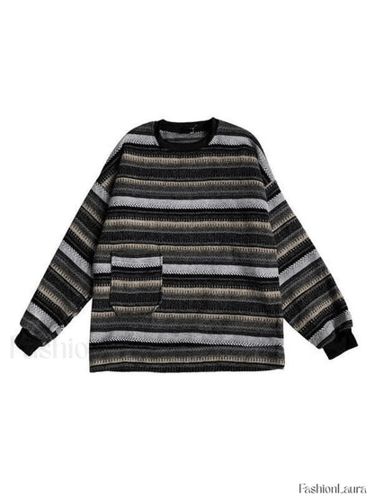 Men's Pocket Striped Knit Sweater