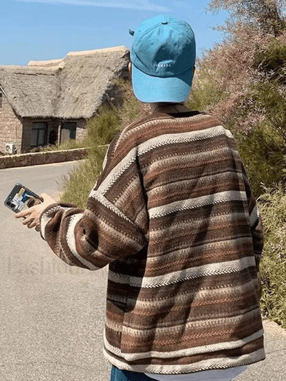 Men's Pocket Striped Knit Sweater