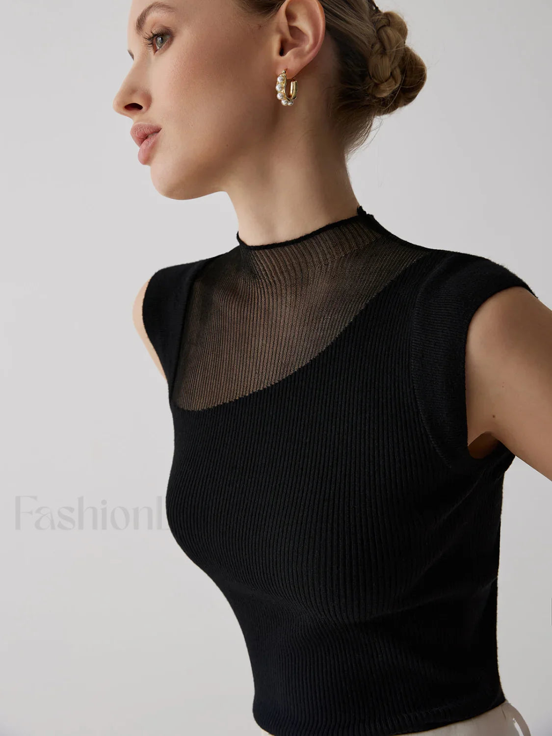 Mesh Patchwork Sleeveless Top