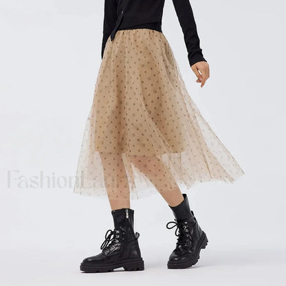 Mesh Polka Dot Umbrella Skirt