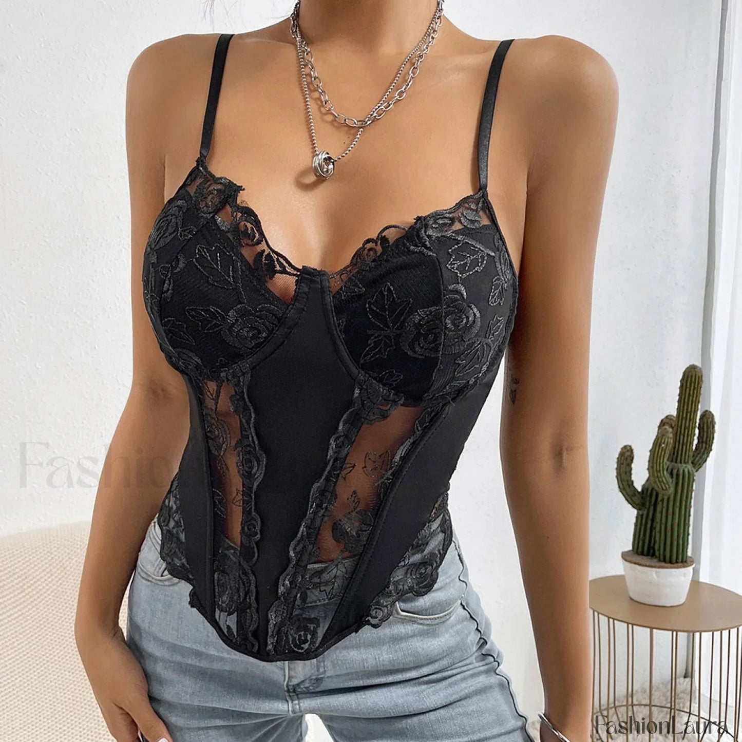 Mesh Sleeveless Corset Top