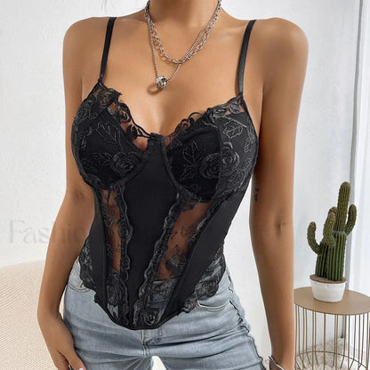 Mesh Sleeveless Corset Top