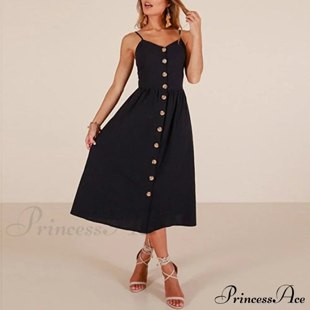 Polka Dot Striped Backless Midi Dress