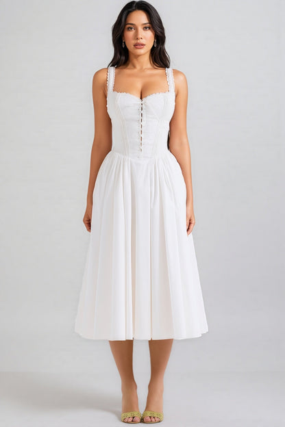 Imara White Halter Lace Midi Dress