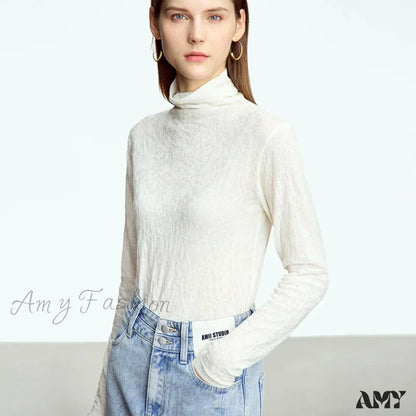 Minimalist 2024 Autumn Winter Slim Warm Solid Long Sleeve Simple Stylish Chic Comfortable Cozy Sweater