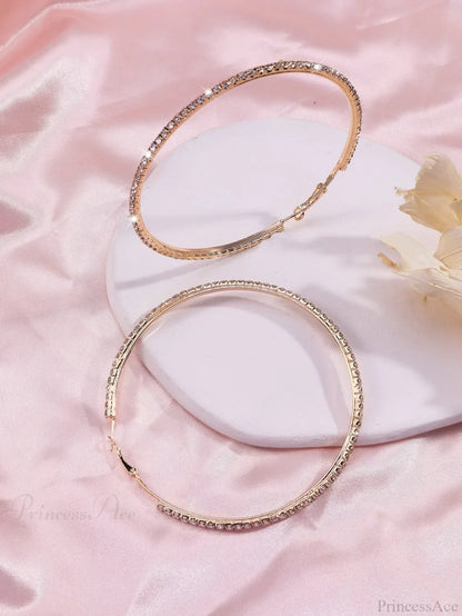 Minimalist Rhinestone Inlaid Chunky Hoop Earrings