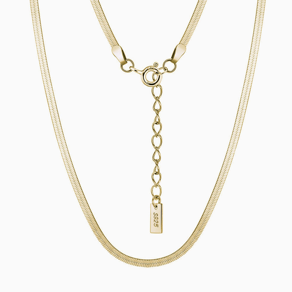Minimalist Sterling Silver 1.8MM Flat Snake Chain Necklace