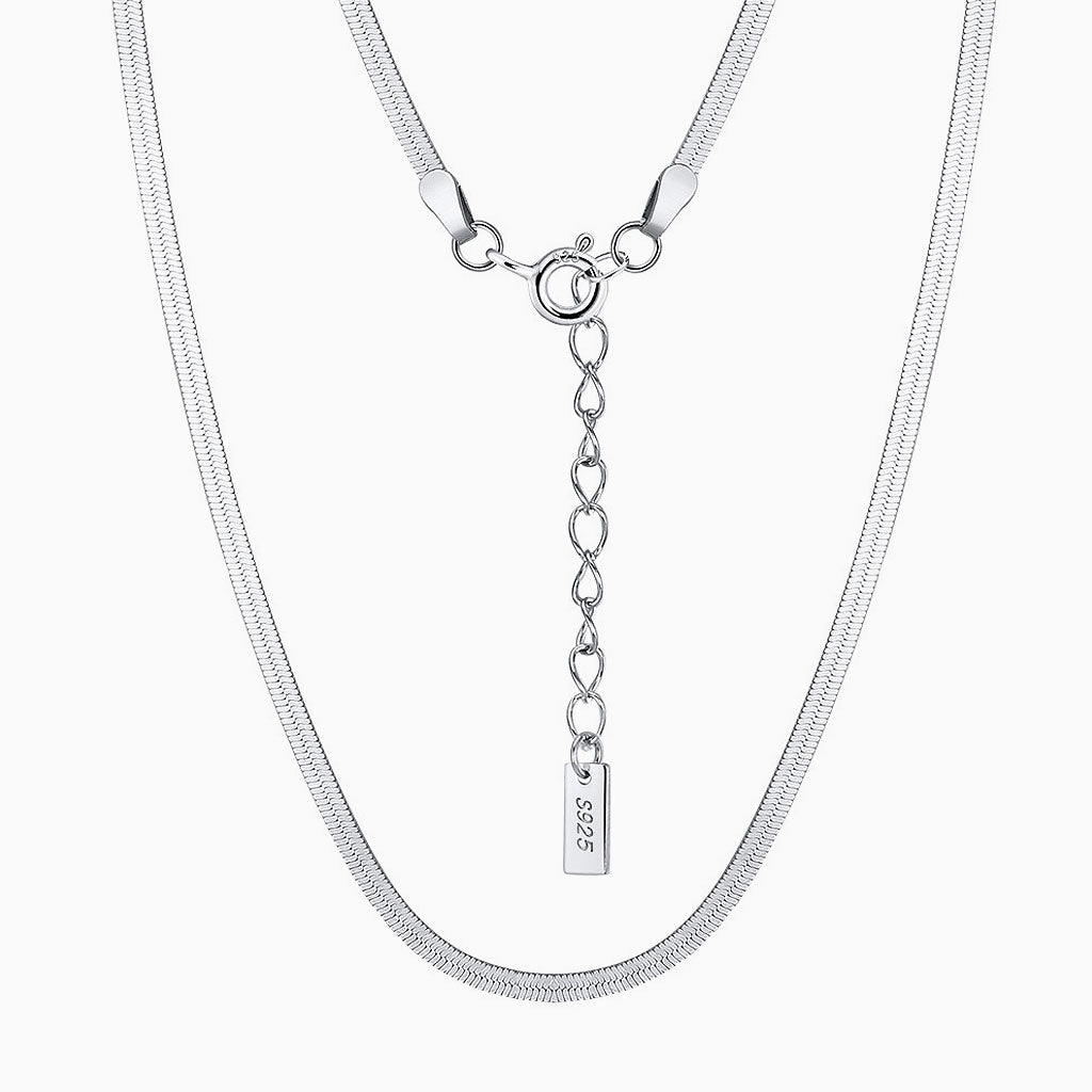 Minimalist Sterling Silver 1.8MM Flat Snake Chain Necklace