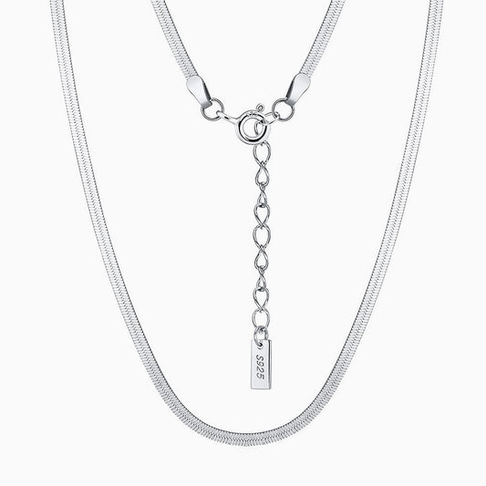 Minimalist Sterling Silver 1.8MM Flat Snake Chain Necklace