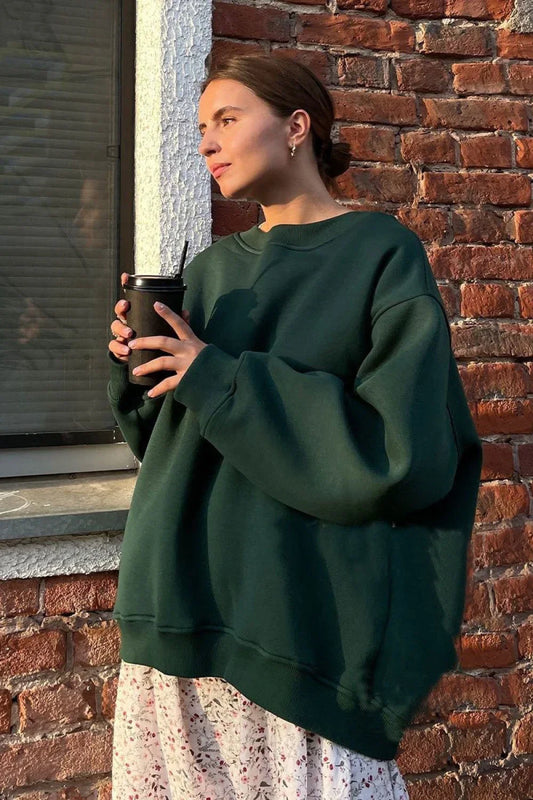Minimalist Solid Crew Neck Oversize Sweatshirt