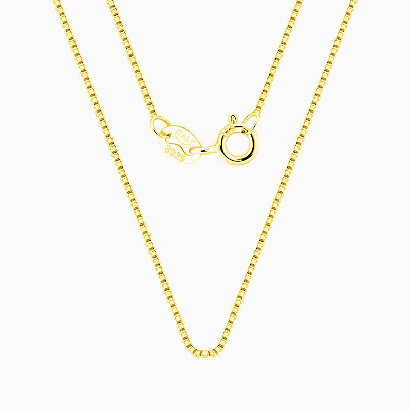 Sterling Silver 0.6MM Polished Box Chain Necklace Minimalist Design