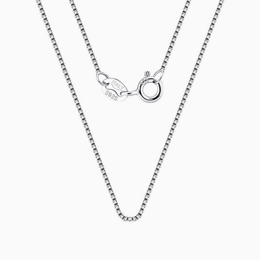 Sterling Silver 0.6MM Polished Box Chain Necklace Minimalist Design
