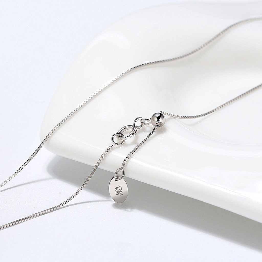 Sterling Silver 0.6MM Polished Box Chain Necklace Minimalist Design