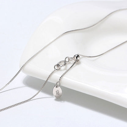Sterling Silver 0.6MM Polished Box Chain Necklace Minimalist Design
