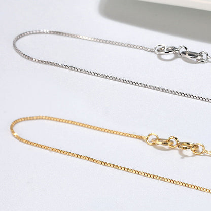 Sterling Silver 0.6MM Polished Box Chain Necklace Minimalist Design