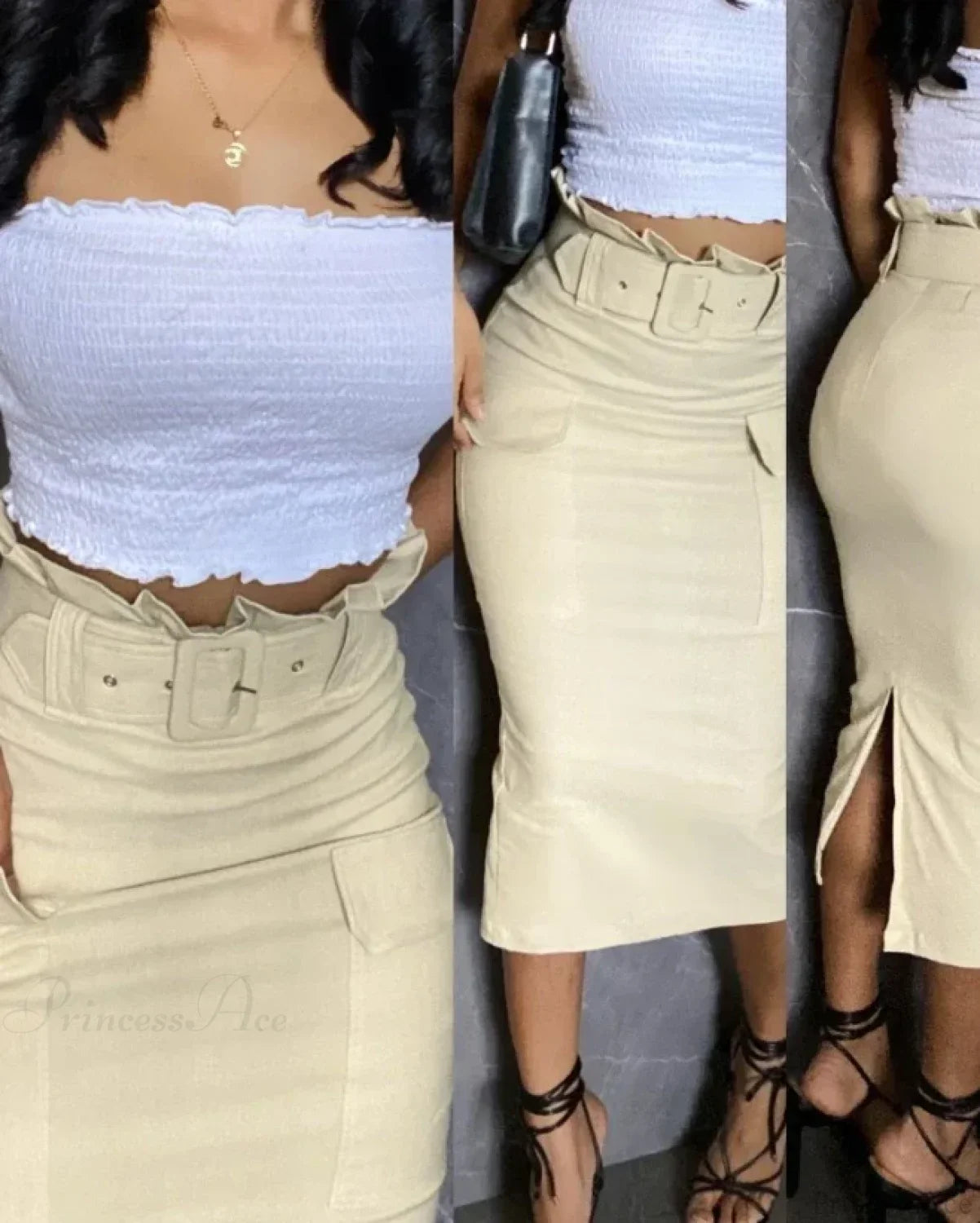 Motorcycle PU Leather Split Skirt