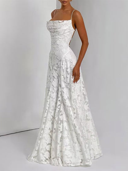 Party Dresses Jacquard Maxi Slip Dress With Backless Design For Summer Events 2026