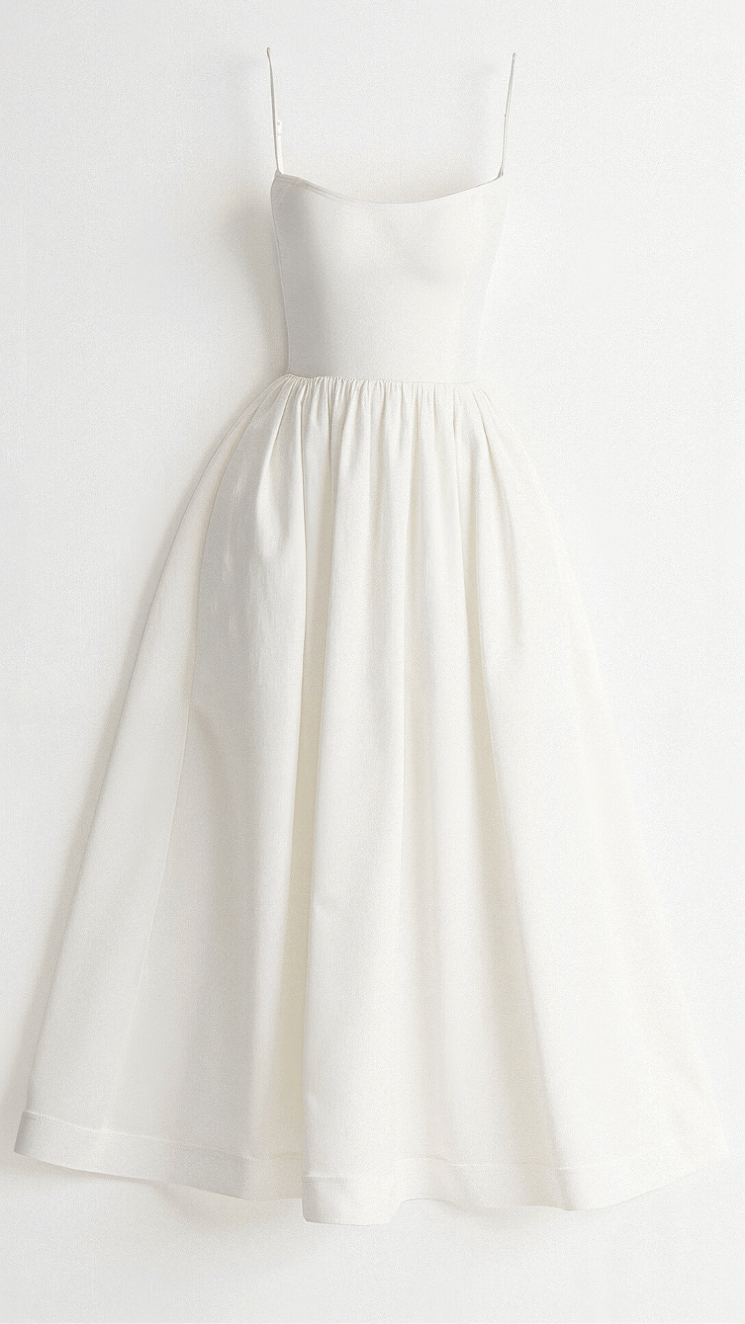 Spaghetti Strap Scoop Neck Gathered Waist Fit and Flare Midi Dress