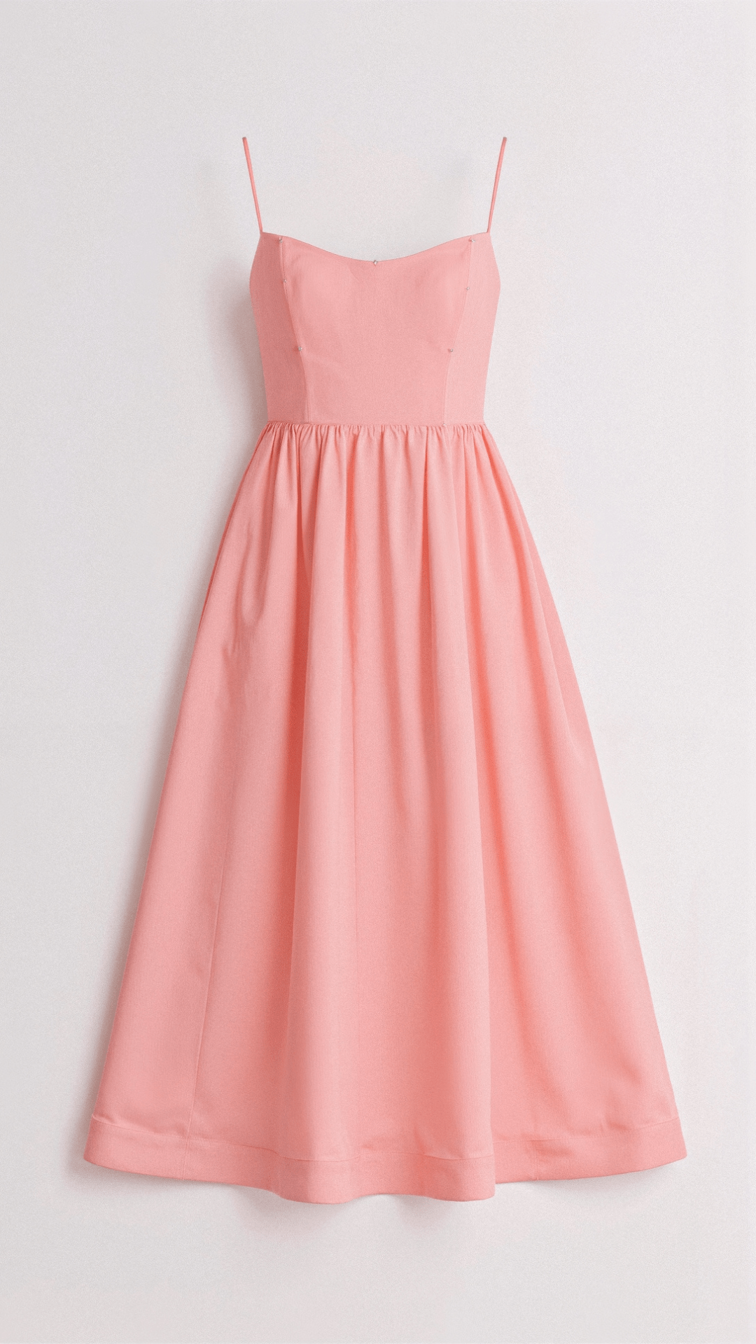 | Strappy Midi Dress, Fitted Bodice, Flowing Skirt