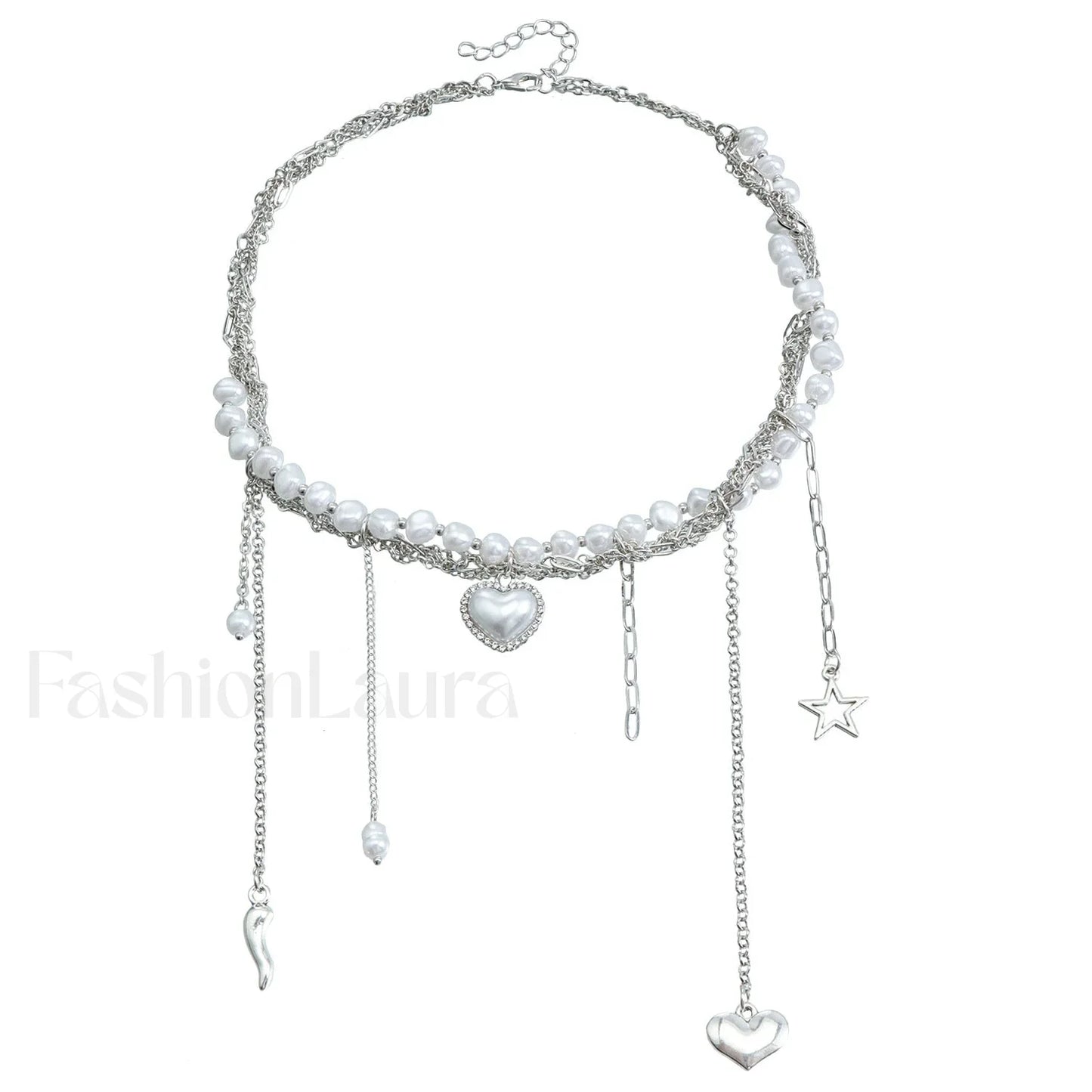 Multi-layer Tassel Pearl Star Pendant Necklace
