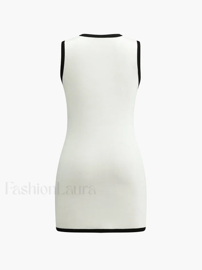 Multi Pocket Button Sleeveless Short Sweater Dress