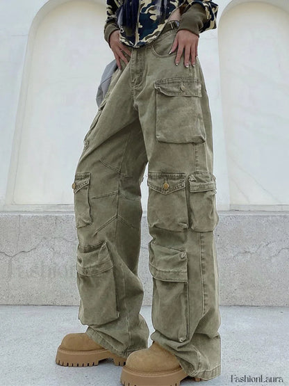 Multi Pockets Vintage Baggy Cargo Jeans