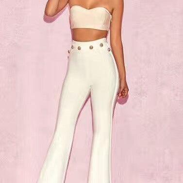KittenAlarm - Nadie Strapless Bralette & Flare Pants Set