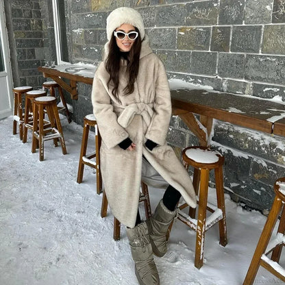 Neo Mint Belted Mink Fur Overcoat