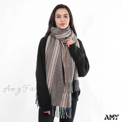 New Autumn Winter Tassel Fringe Plaid Retro Women's Scarf