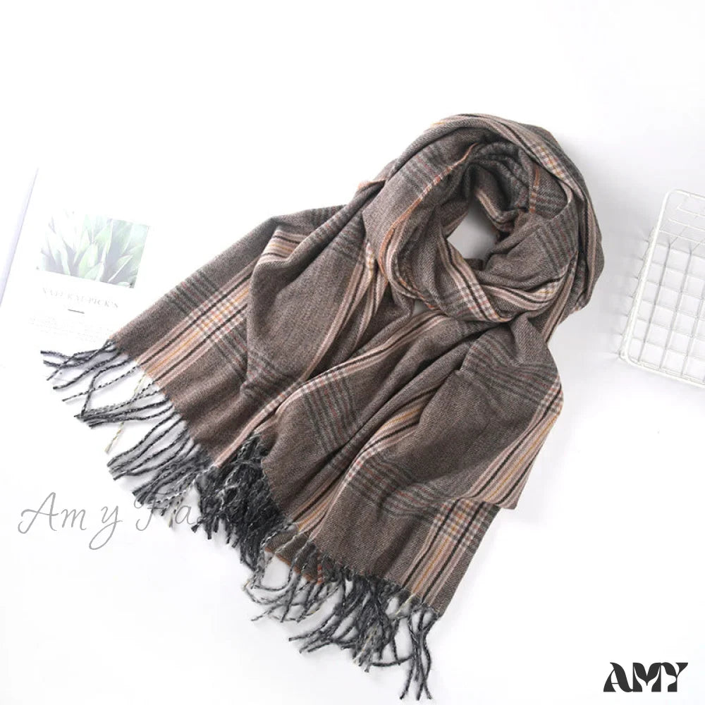 New Autumn Winter Tassel Fringe Plaid Retro Women's Scarf