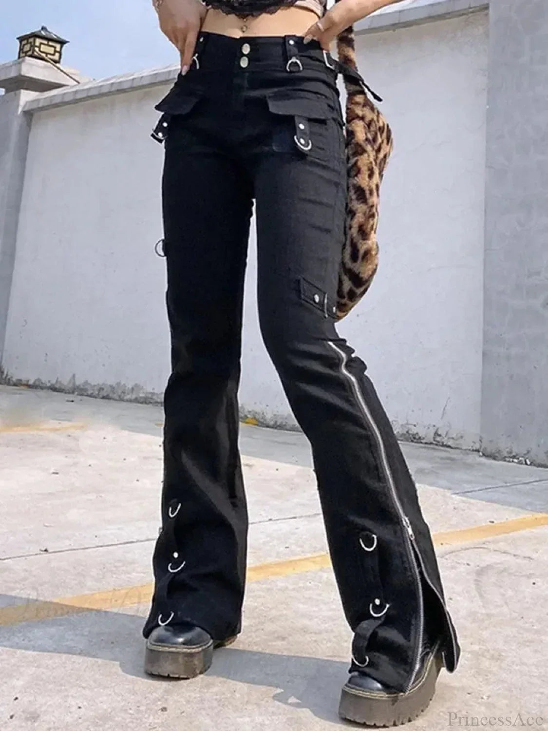 New Gloomy Punk Gothic Y2K Patchwork Pant