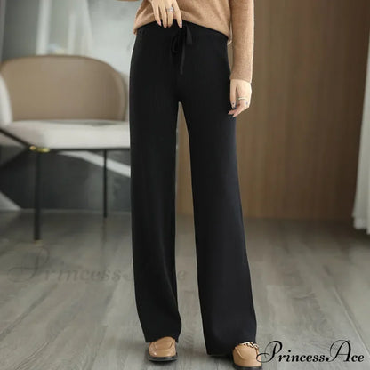 New Merino Wool Ladies High Waist Wide Leg Casual Loose Pants
