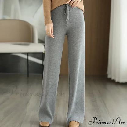 New Merino Wool Ladies High Waist Wide Leg Casual Loose Pants