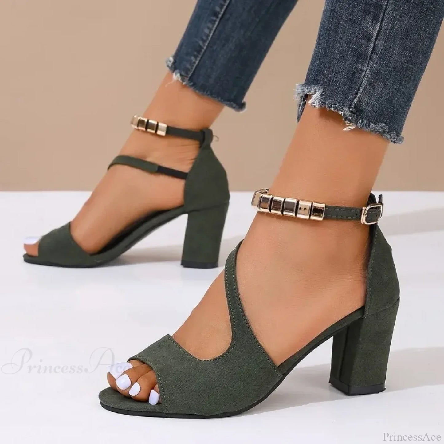 New Pink Platform Stylish Open Toe Comfortable Chunky Dress Summer Low Heel Pump